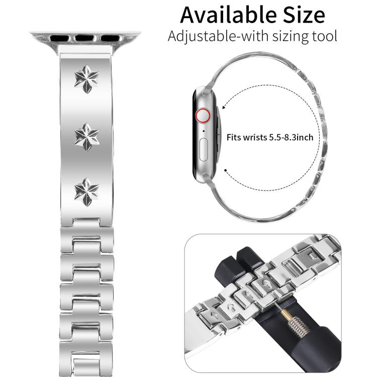 For Apple Watch 46mm / 49mm / 45mm / 44mm Snowflake Petals Bracelet Metal Watch Band(Silver) - free shipping - PMC TechLife - Order now!