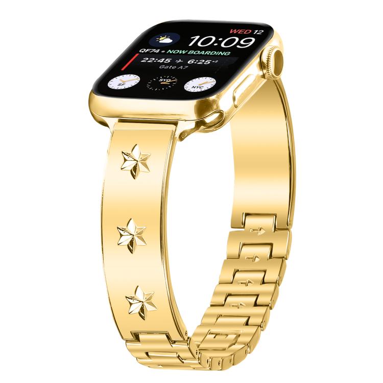 For Apple Watch 42mm / 41mm / 40mm / 38mm Snowflake Petals Bracelet Metal Watch Band(Gold) - free shipping - PMC TechLife - Order now!