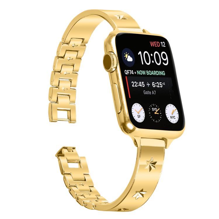 For Apple Watch 42mm / 41mm / 40mm / 38mm Snowflake Petals Bracelet Metal Watch Band(Gold) - free shipping - PMC TechLife - Order now!