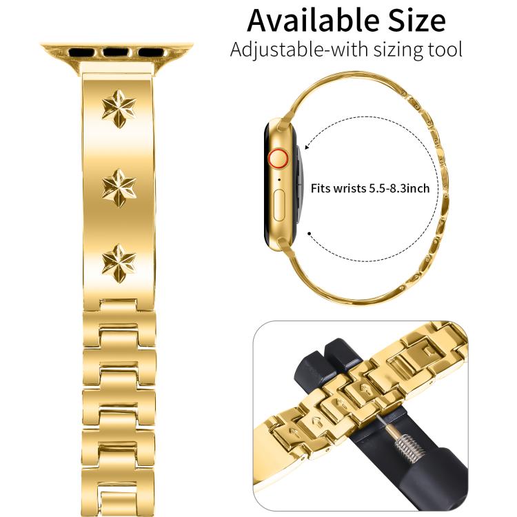 For Apple Watch 42mm / 41mm / 40mm / 38mm Snowflake Petals Bracelet Metal Watch Band(Gold) - free shipping - PMC TechLife - Order now!