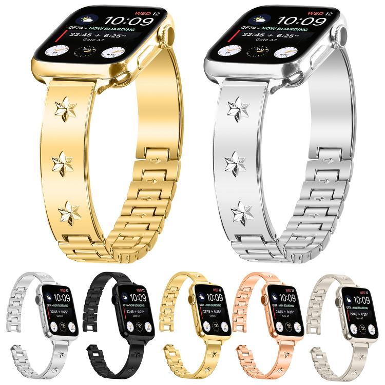 For Apple Watch 46mm / 49mm / 45mm / 44mm Snowflake Petals Bracelet Metal Watch Band(Gold) - free shipping - PMC TechLife - Order now!
