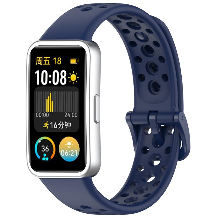 For Huawei Band 10 / 9 / 8 Metal Head Round Hole Nail Button Silicone Watch Band(Original Blue) - Watch Bands by PMC TechLife | Online Shopping South Africa | PMC TechLife | Buy Now Pay Later Mobicred