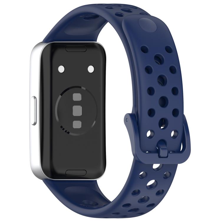 For Huawei Band 10 / 9 / 8 Metal Head Round Hole Nail Button Silicone Watch Band(Original Blue) - Watch Bands by PMC TechLife | Online Shopping South Africa | PMC TechLife | Buy Now Pay Later Mobicred