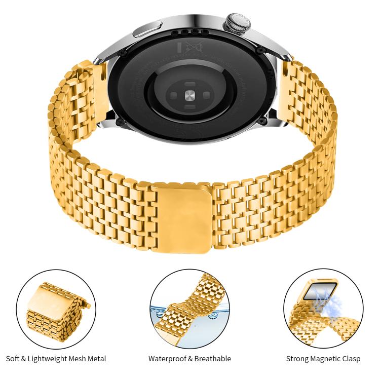22mm Nine-beads Magnetic Buckle Stainless Steel Watch Band(Gold) - free shipping - PMC TechLife - Order now!