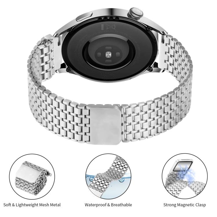 22mm Nine-beads Magnetic Buckle Stainless Steel Watch Band(Silver) - free shipping - PMC TechLife - Order now!