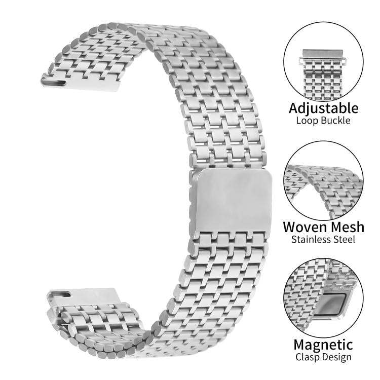 22mm Nine-beads Magnetic Buckle Stainless Steel Watch Band(Silver) - free shipping - PMC TechLife - Order now!