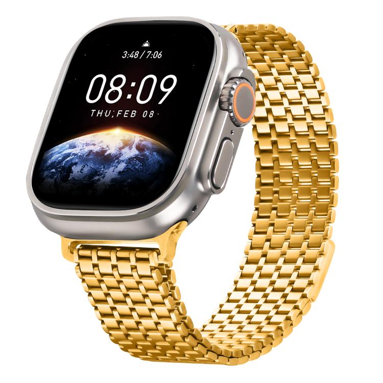 For Apple Watch 42mm / 41mm / 40mm / 38mm Nine-Bead Magnetic Loop Steel Watch Band(Gold) - free shipping - PMC TechLife - Order now!