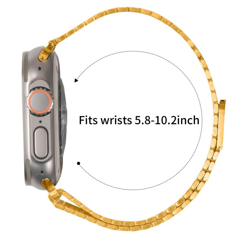 For Apple Watch 46mm / 49mm / 45mm / 44mm Nine-Bead Magnetic Loop Steel Watch Band(Gold) - free shipping - PMC TechLife - Order now!