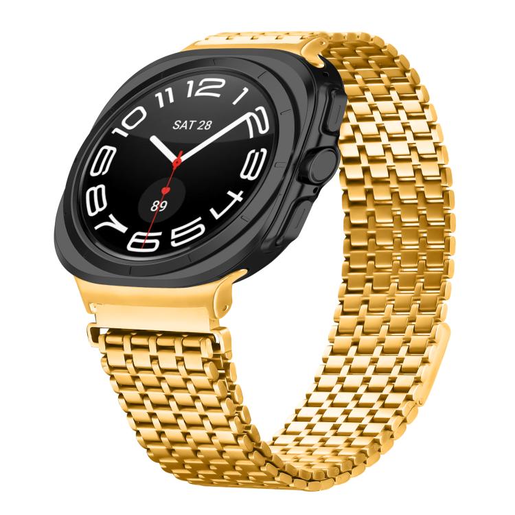 For Samsung Galaxy Watch Ultra 47mm Nine-beads Magnetic Buckle Stainless Steel Watch Band(Gold) - free shipping - PMC TechLife - Order now!