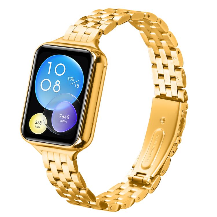 For Xiaomi Mi Band 8 Pro Five Beads Slingshot Buckle Steel Watch Band(Gold) - free shipping - PMC TechLife - Order now!