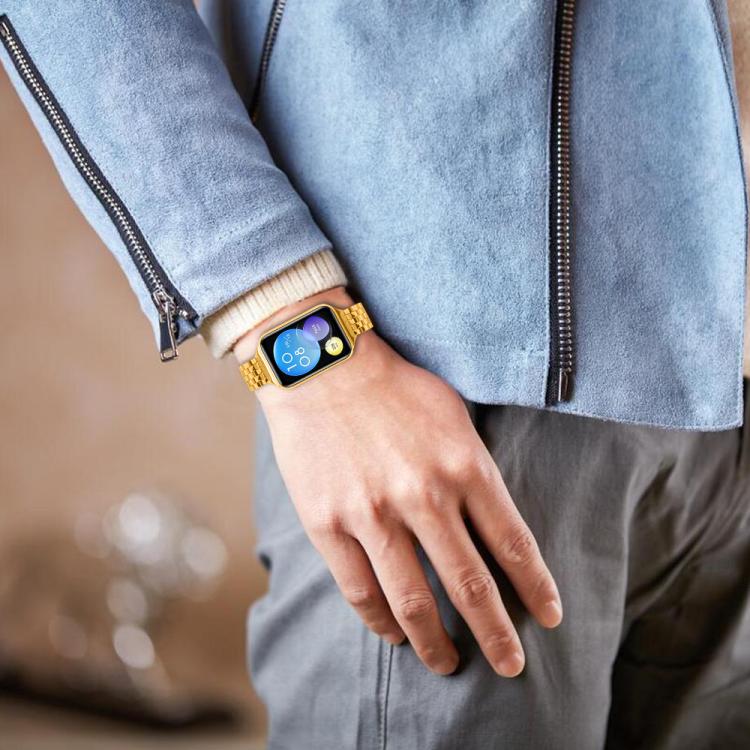For Xiaomi Mi Band 8 Pro Five Beads Slingshot Buckle Steel Watch Band(Gold) - free shipping - PMC TechLife - Order now!