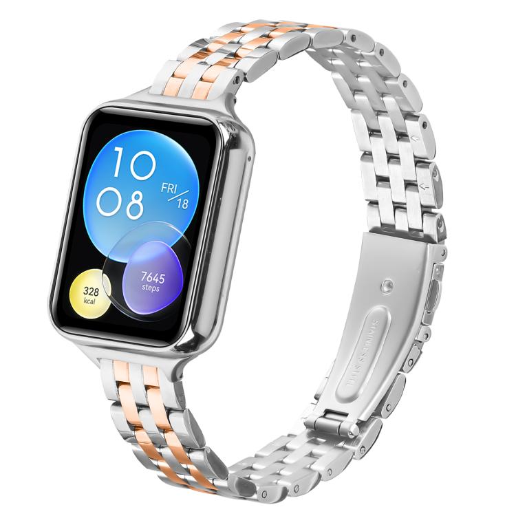 For Xiaomi Mi Band 8 Pro Five Beads Slingshot Buckle Steel Watch Band(Silver Rose Gold) - free shipping - PMC TechLife - Order now!