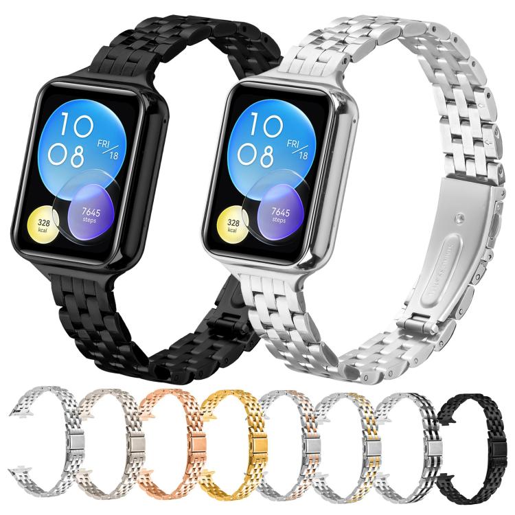 For Xiaomi Mi Band 8 Pro Five Beads Slingshot Buckle Steel Watch Band(Gold) - free shipping - PMC TechLife - Order now!