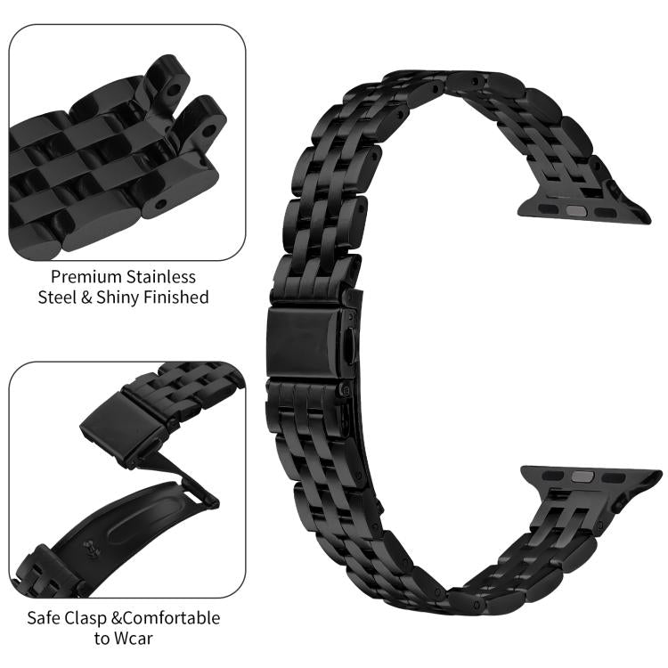 For Apple Watch 46mm / 49mm / 45mm / 44mm Small Waist Slingshot Buckle Steel Watch Band(Black) - free shipping - PMC TechLife - Order now!