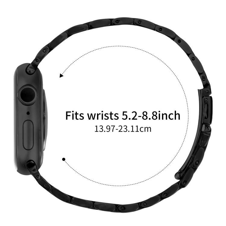 For Apple Watch 46mm / 49mm / 45mm / 44mm Small Waist Slingshot Buckle Steel Watch Band(Black) - free shipping - PMC TechLife - Order now!