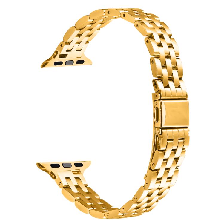 For Apple Watch 46mm / 49mm / 45mm / 44mm Small Waist Slingshot Buckle Steel Watch Band(Gold) - free shipping - PMC TechLife - Order now!