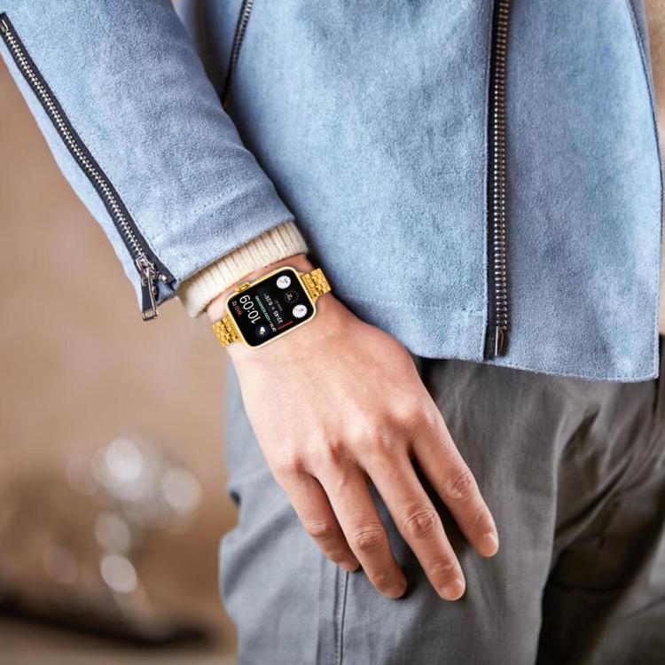 For Apple Watch 46mm / 49mm / 45mm / 44mm Small Waist Slingshot Buckle Steel Watch Band(Gold) - free shipping - PMC TechLife - Order now!