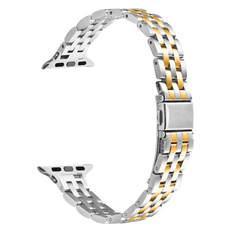 For Apple Watch 42mm / 41mm / 40mm / 38mm Small Waist Slingshot Buckle Steel Watch Band(Between Gold) - free shipping - PMC TechLife - Order now!