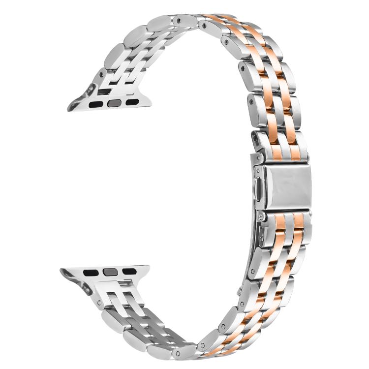 For Apple Watch 42mm / 41mm / 40mm / 38mm Small Waist Slingshot Buckle Steel Watch Band(Between Rose Gold) - free shipping - PMC TechLife - Order now!