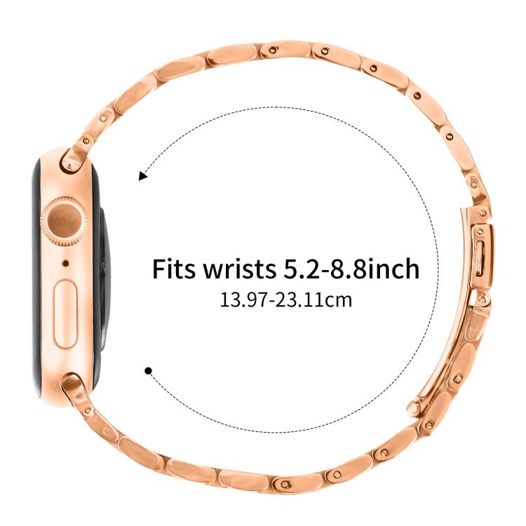 For Apple Watch 42mm / 41mm / 40mm / 38mm Small Waist Slingshot Buckle Steel Watch Band(Rose Gold) - free shipping - PMC TechLife - Order now!