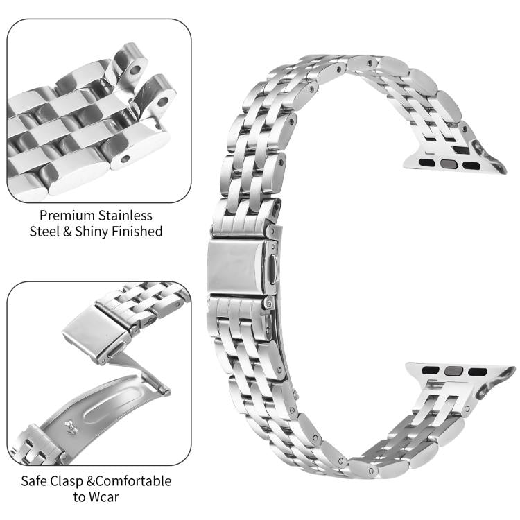 For Apple Watch 42mm / 41mm / 40mm / 38mm Small Waist Slingshot Buckle Steel Watch Band(Silver) - free shipping - PMC TechLife - Order now!