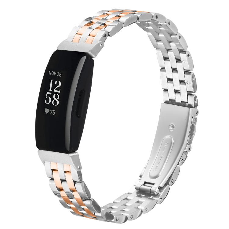 For Fitbit Inspire 1 / Inspire 2 Five Beads Slingshot Buckle Steel Watch Band(Silver Rose Gold) - free shipping - PMC TechLife - Order now!