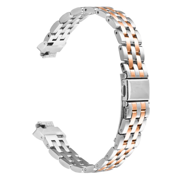 For Fitbit Inspire 1 / Inspire 2 Five Beads Slingshot Buckle Steel Watch Band(Silver Rose Gold) - free shipping - PMC TechLife - Order now!