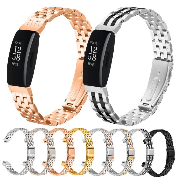 For Fitbit Inspire 1 / Inspire 2 Five Beads Slingshot Buckle Steel Watch Band(Silver Gold) - free shipping - PMC TechLife - Order now!