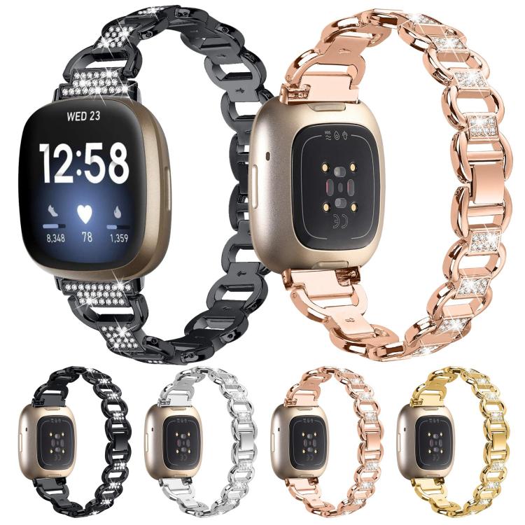 For Fitbit Versa 3 Oval Diamond Stainless Steel Watch Band(Silver) - free shipping - PMC TechLife - Order now!