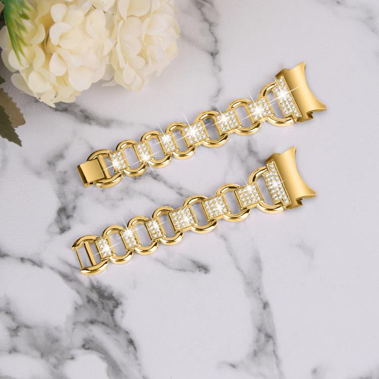 For Samsung Galaxy Watch 7 40mm / 44mm Metal Head Oval Diamond Stainless Steel Watch Band(Gold) - free shipping - PMC TechLife - Order now!
