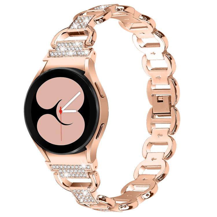 For Samsung Galaxy Watch 7 40mm / 44mm Metal Head Oval Diamond Stainless Steel Watch Band(Rose Gold) - free shipping - PMC TechLife - Order now!