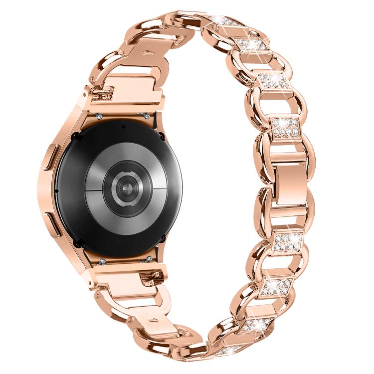 For Samsung Galaxy Watch 7 40mm / 44mm Metal Head Oval Diamond Stainless Steel Watch Band(Rose Gold) - free shipping - PMC TechLife - Order now!