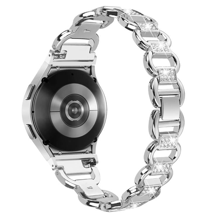 For Samsung Galaxy Watch 7 40mm / 44mm Metal Head Oval Diamond Stainless Steel Watch Band(Silver) - free shipping - PMC TechLife - Order now!