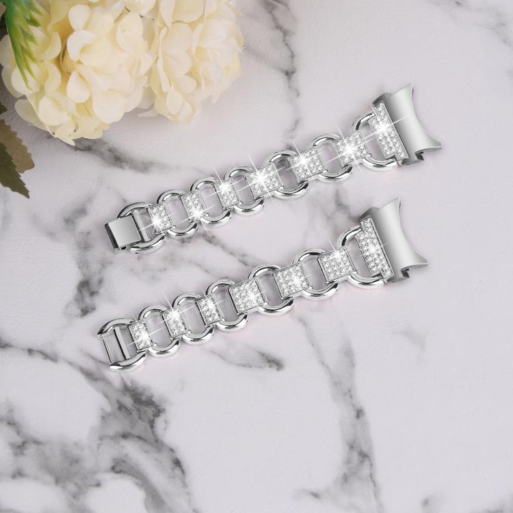 For Samsung Galaxy Watch 7 40mm / 44mm Metal Head Oval Diamond Stainless Steel Watch Band(Silver) - free shipping - PMC TechLife - Order now!