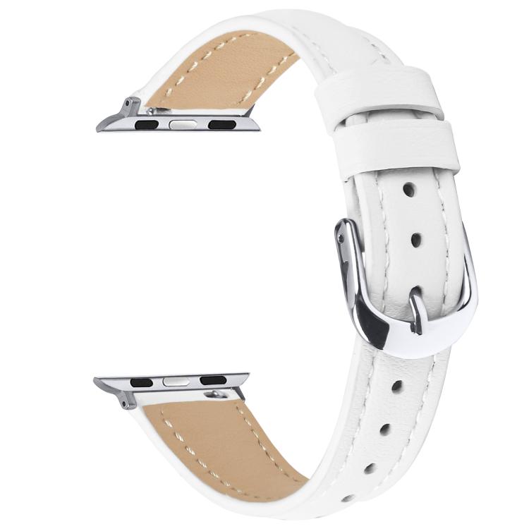 For Apple Watch 42mm / 41mm / 40mm / 38mm Small Waist PU Leather Watch Band(White) - Watch Bands by PMC TechLife | Online Shopping South Africa | PMC TechLife | Buy Now Pay Later Mobicred