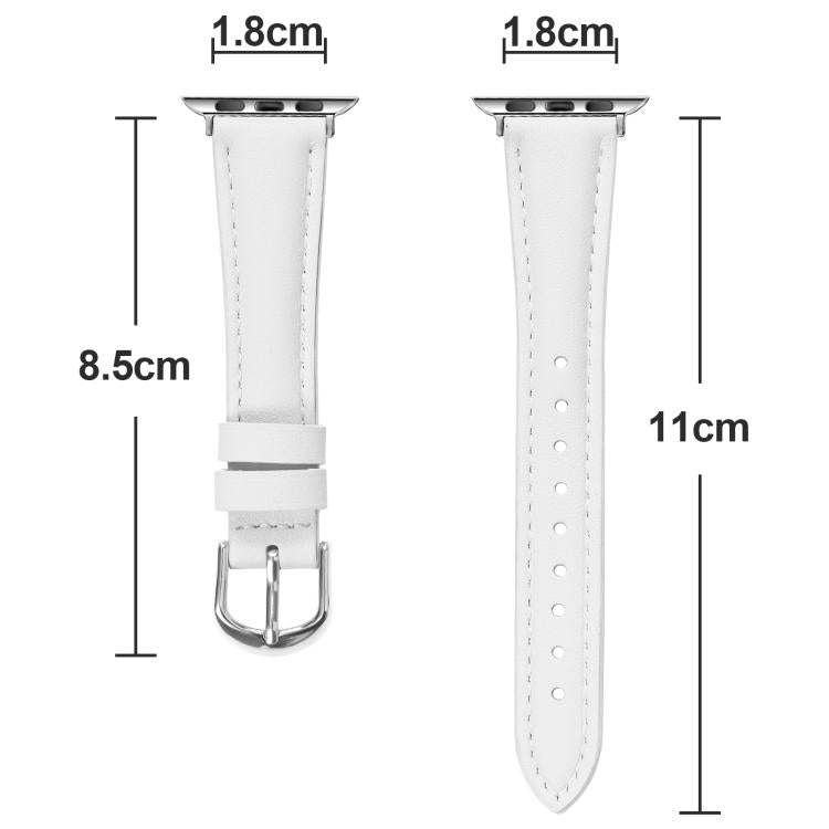 For Apple Watch 42mm / 41mm / 40mm / 38mm Small Waist PU Leather Watch Band(White) - Watch Bands by PMC TechLife | Online Shopping South Africa | PMC TechLife | Buy Now Pay Later Mobicred