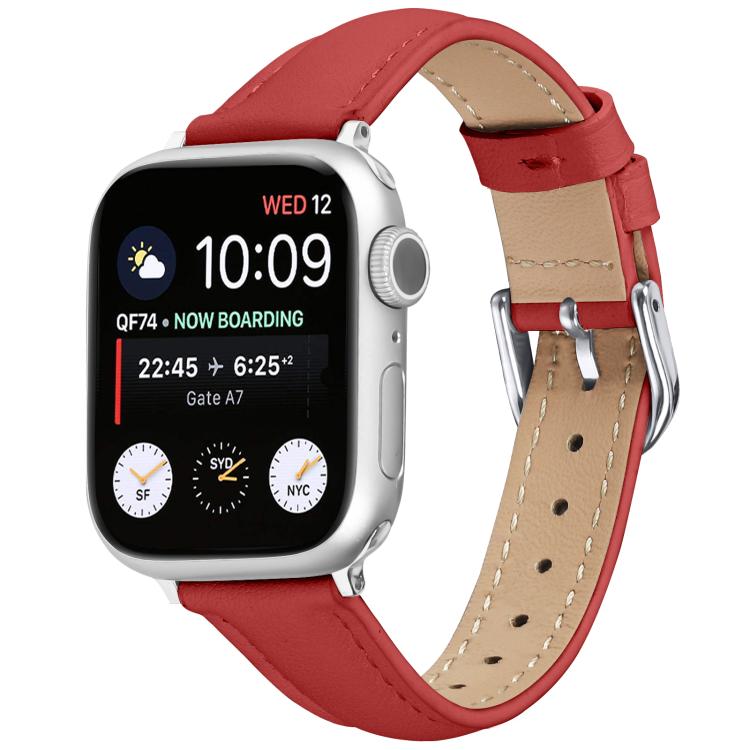 For Apple Watch 42mm / 41mm / 40mm / 38mm Small Waist PU Leather Watch Band(Red) - Watch Bands by PMC TechLife | Online Shopping South Africa | PMC TechLife | Buy Now Pay Later Mobicred