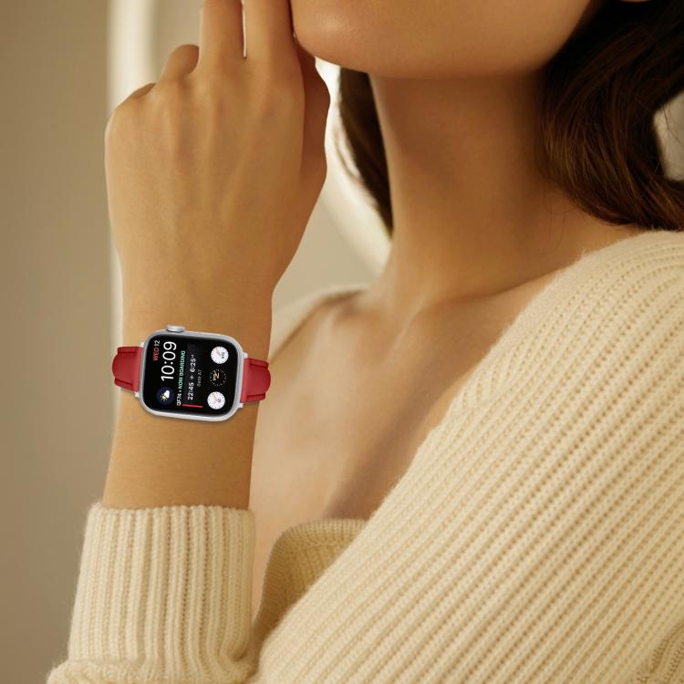 For Apple Watch 42mm / 41mm / 40mm / 38mm Small Waist PU Leather Watch Band(Red) - Watch Bands by PMC TechLife | Online Shopping South Africa | PMC TechLife | Buy Now Pay Later Mobicred