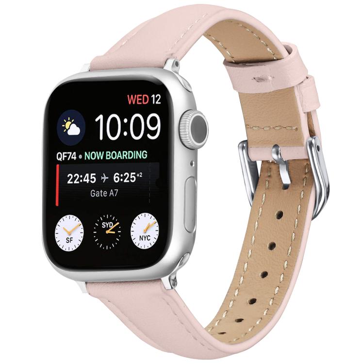 For Apple Watch 42mm / 41mm / 40mm / 38mm Small Waist PU Leather Watch Band(Sandpaper pink) - Watch Bands by PMC TechLife | Online Shopping South Africa | PMC TechLife | Buy Now Pay Later Mobicred