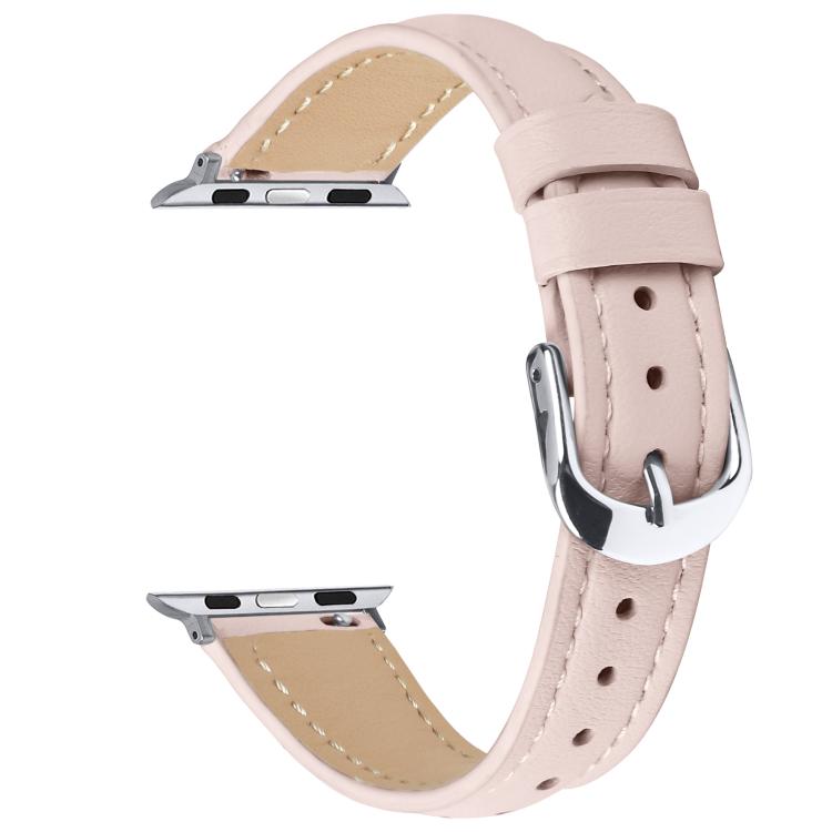 For Apple Watch 42mm / 41mm / 40mm / 38mm Small Waist PU Leather Watch Band(Sandpaper pink) - Watch Bands by PMC TechLife | Online Shopping South Africa | PMC TechLife | Buy Now Pay Later Mobicred