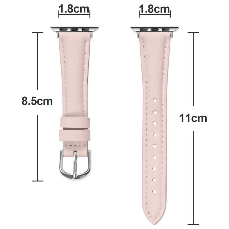 For Apple Watch 42mm / 41mm / 40mm / 38mm Small Waist PU Leather Watch Band(Sandpaper pink) - Watch Bands by PMC TechLife | Online Shopping South Africa | PMC TechLife | Buy Now Pay Later Mobicred