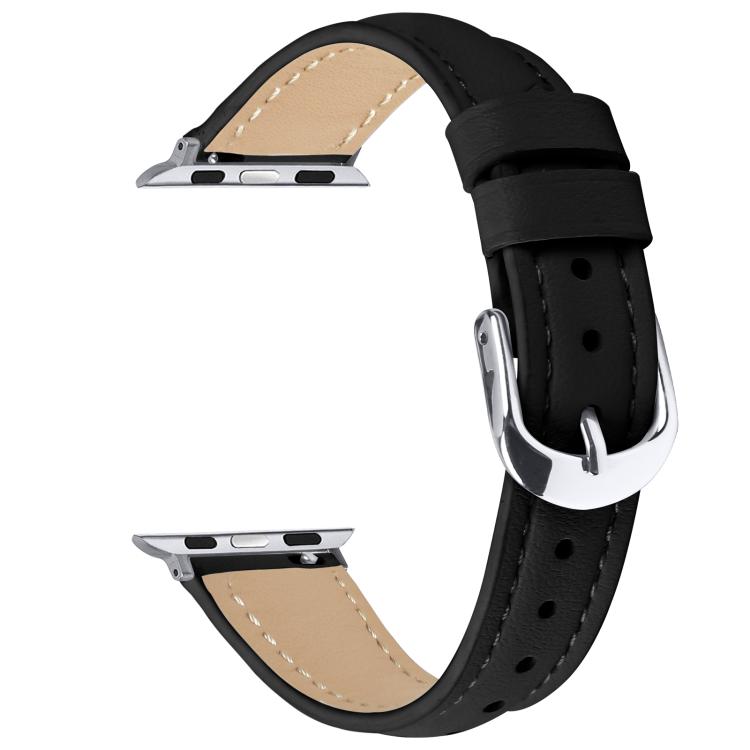 For Apple Watch 42mm / 41mm / 40mm / 38mm Small Waist PU Leather Watch Band(Black) - Watch Bands by PMC TechLife | Online Shopping South Africa | PMC TechLife | Buy Now Pay Later Mobicred