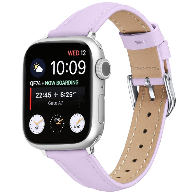 For Apple Watch 42mm / 41mm / 40mm / 38mm Small Waist PU Leather Watch Band(Light Purple) - Watch Bands by PMC TechLife | Online Shopping South Africa | PMC TechLife | Buy Now Pay Later Mobicred