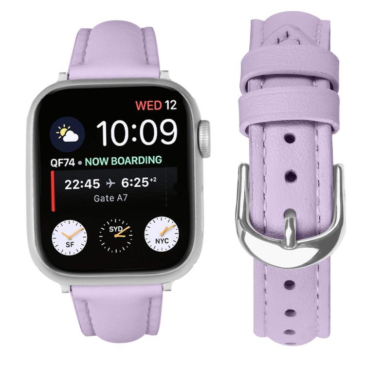 For Apple Watch 42mm / 41mm / 40mm / 38mm Small Waist PU Leather Watch Band(Light Purple) - Watch Bands by PMC TechLife | Online Shopping South Africa | PMC TechLife | Buy Now Pay Later Mobicred