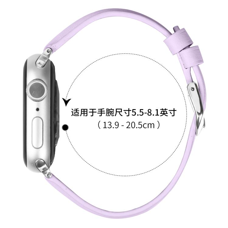 For Apple Watch 42mm / 41mm / 40mm / 38mm Small Waist PU Leather Watch Band(Light Purple) - Watch Bands by PMC TechLife | Online Shopping South Africa | PMC TechLife | Buy Now Pay Later Mobicred
