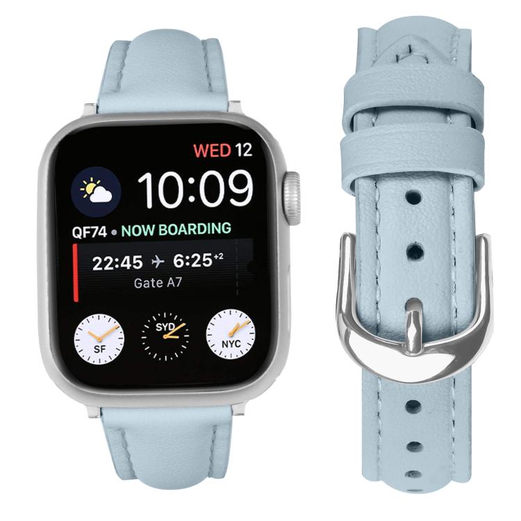 For Apple Watch 42mm / 41mm / 40mm / 38mm Small Waist PU Leather Watch Band(Sky Blue) - Watch Bands by PMC TechLife | Online Shopping South Africa | PMC TechLife | Buy Now Pay Later Mobicred