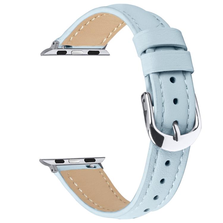 For Apple Watch 42mm / 41mm / 40mm / 38mm Small Waist PU Leather Watch Band(Sky Blue) - Watch Bands by PMC TechLife | Online Shopping South Africa | PMC TechLife | Buy Now Pay Later Mobicred