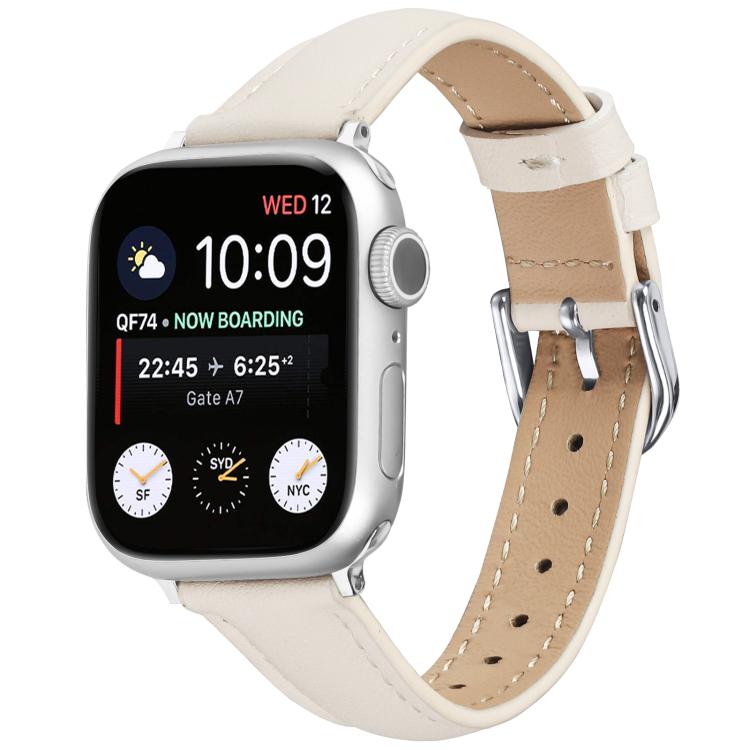 For Apple Watch 42mm / 41mm / 40mm / 38mm Small Waist PU Leather Watch Band(Almond) - Watch Bands by PMC TechLife | Online Shopping South Africa | PMC TechLife | Buy Now Pay Later Mobicred