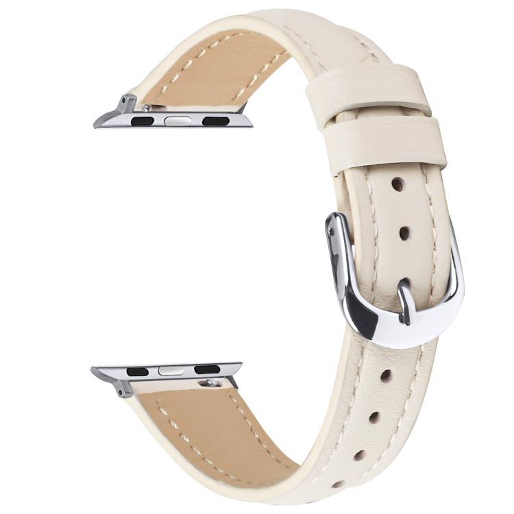 For Apple Watch 42mm / 41mm / 40mm / 38mm Small Waist PU Leather Watch Band(Almond) - Watch Bands by PMC TechLife | Online Shopping South Africa | PMC TechLife | Buy Now Pay Later Mobicred