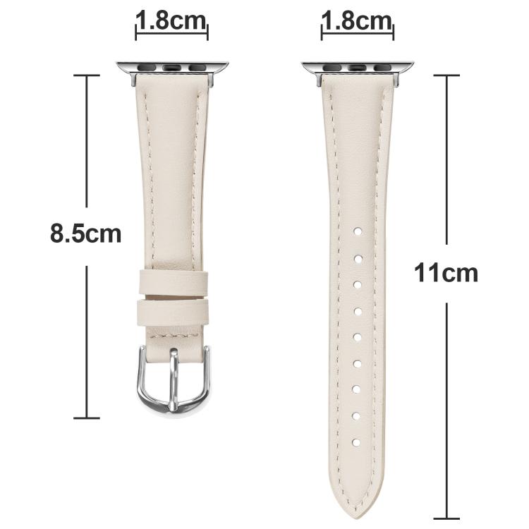 For Apple Watch 42mm / 41mm / 40mm / 38mm Small Waist PU Leather Watch Band(Almond) - Watch Bands by PMC TechLife | Online Shopping South Africa | PMC TechLife | Buy Now Pay Later Mobicred